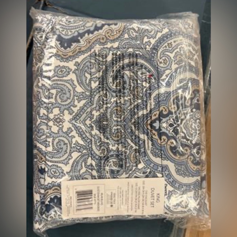 Carson Carrington Harstad Blue Cotton 3-piece Duvet Cover Set King - Picture 5 of 6